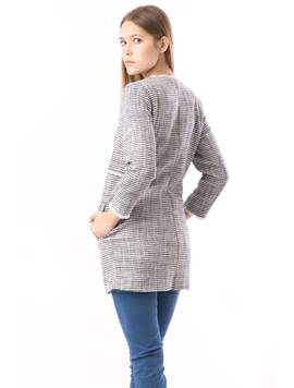 Sacou Dama Lung Imprimeu Ecosez TrendyLook Gri