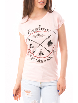 Tricou Dama Cu Imprimeu Explore Roz