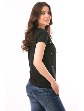 Tricou Dama Cu Perle Leika Negru