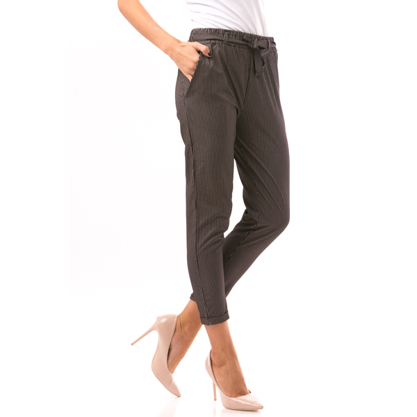 Pantaloni Dama HappyThings Gri Inchis Si Alb