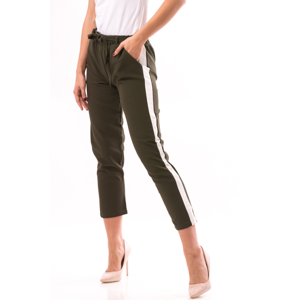 Pantaloni Dama FitLit Kaki Si Alb